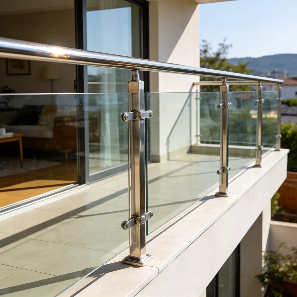 Glazen balustrades van roestvrij staal